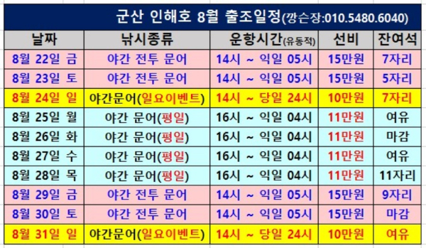 군산 인해호 8월 출조 일정.jpg
